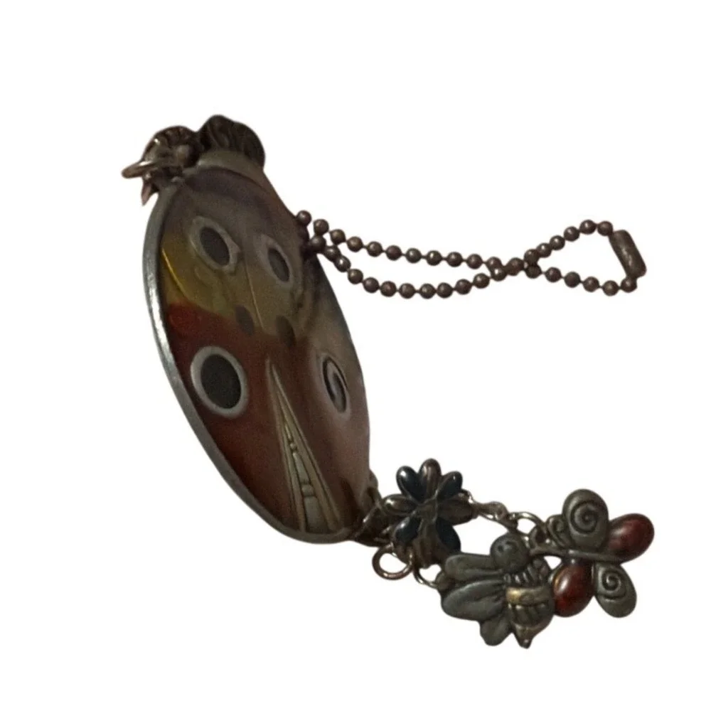 Mosaic Ladybug Glass Enamel Pendant Bag Charm Butterfly Bee Flower Keychain Flat